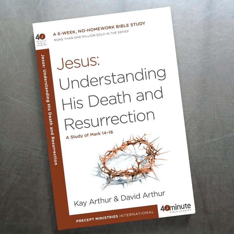 Book titled 'Jesus: Understanding His Death and Resurrection' with a crown of thorns on the cover.